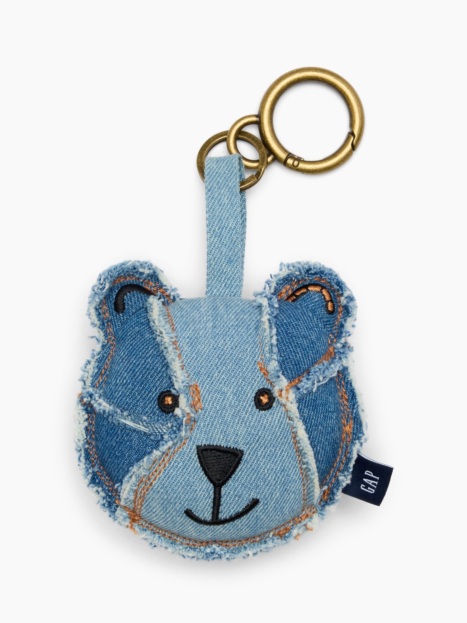 Женский брелок Gap Patchwork Denim Brannan Bear Bag Charm, цвет: Джинсовый