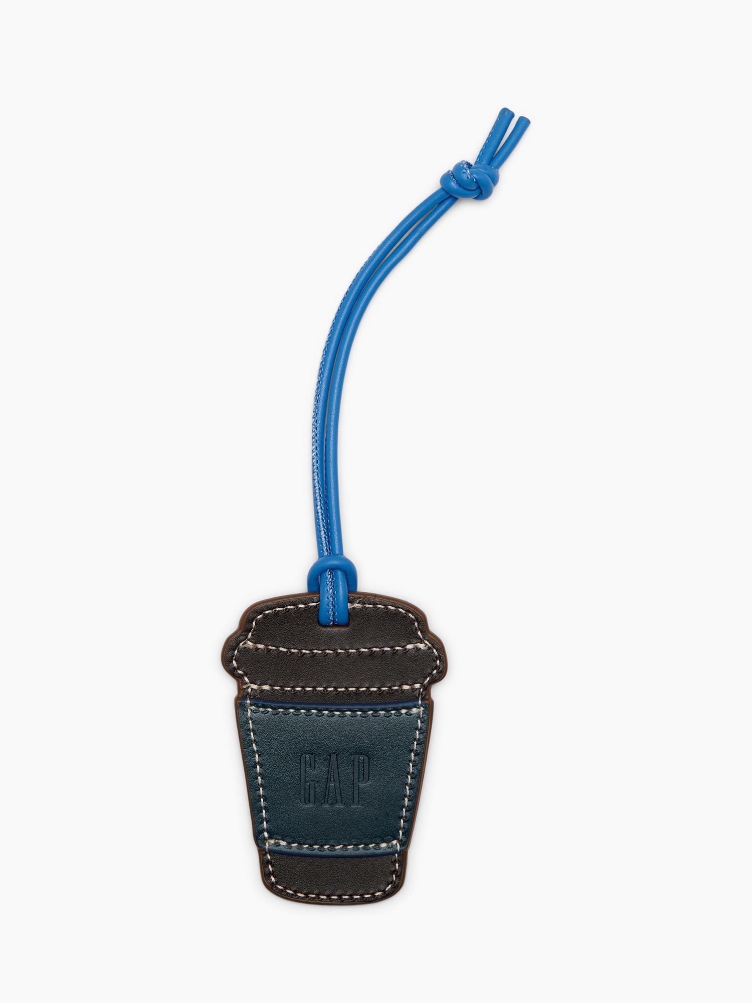 Gap 100% Leather Logo Coffee Bag Charm In  Coffee Top