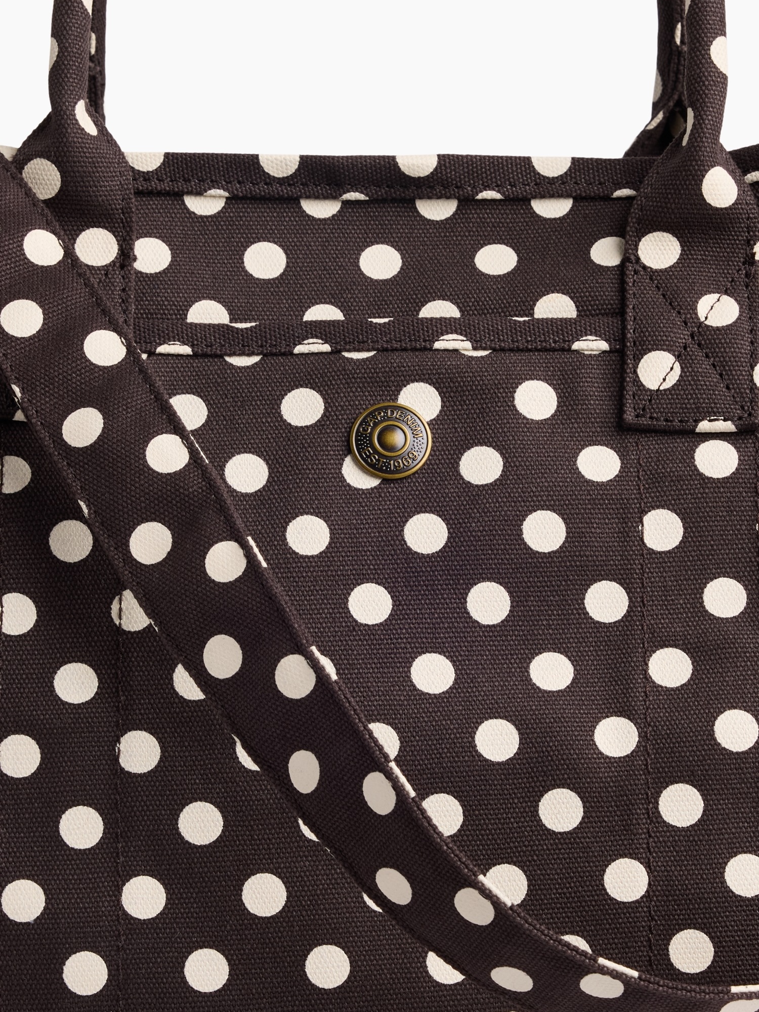 Женская сумка Gap Small Canvas Favorite Tote, цвет: Коричневый / Белый — фото 5