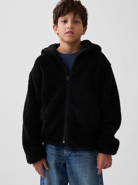Kids Sherpa Hooded Zip Jacket