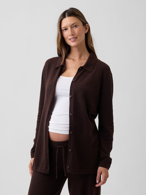Maternity CashSoft Polo Cardigan