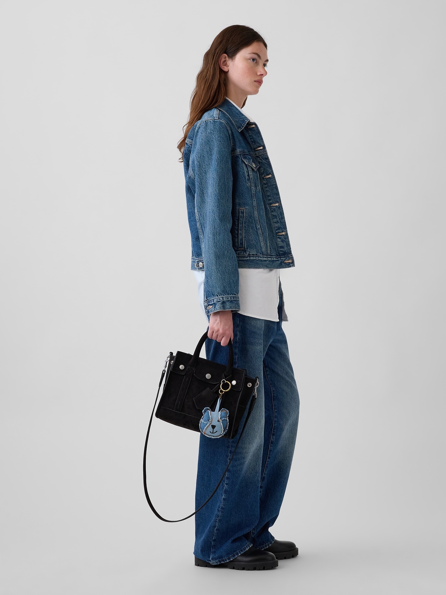 Женская сумка Gap Small Vegan Suede Five Pocket Tote, цвет: Чёрный — фото 2