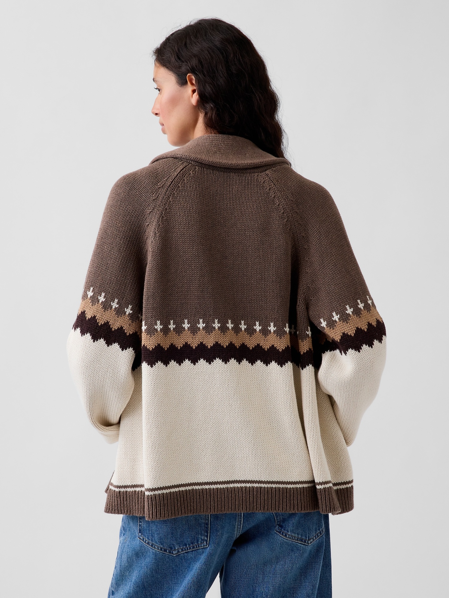 Женский кардиган Gap 100% Cotton Shawl Cardigan, цвет: Коричневый — фото 3