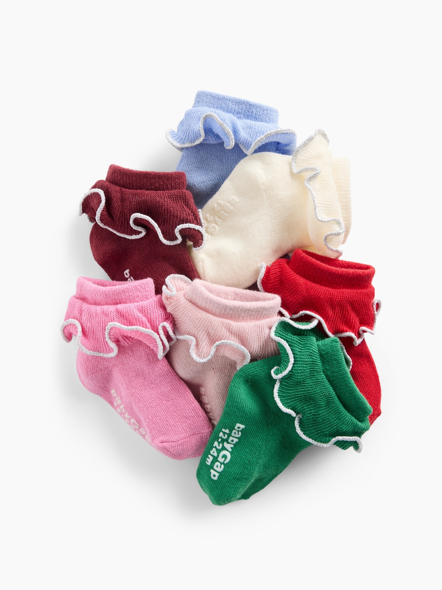 Носки Shimmer для детей, оборки, низкие, 7 шт. — Gap, цвет: Разноцветный — фото 2