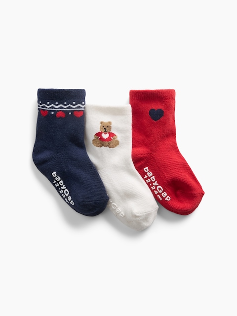 Baby & Toddler Heart Crew Socks (3-Pack)