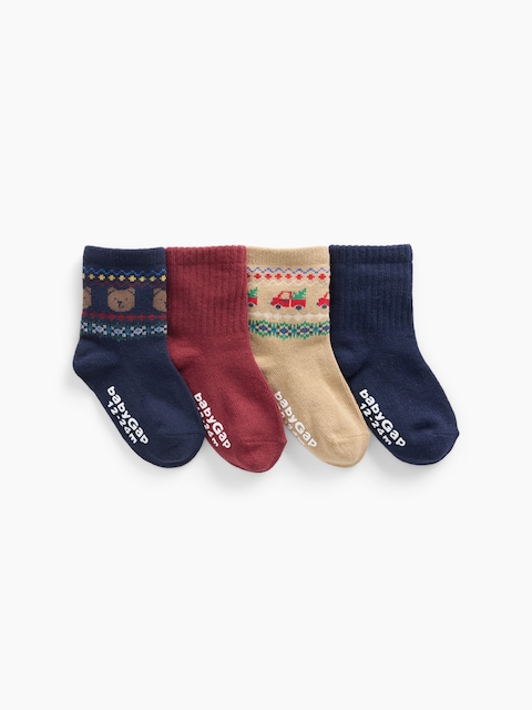 Baby & Toddler Holiday Fair Isle Crew Socks (4-Pack)