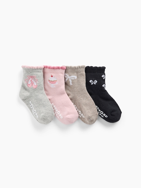Baby & Toddler Ruffle Quarter Crew Socks (4-Pack)