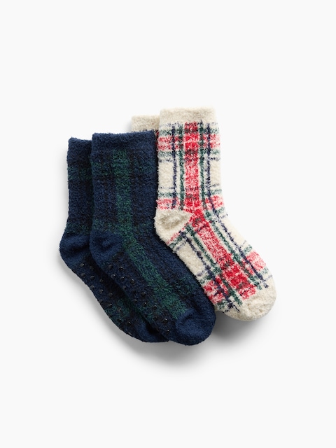 Kids Plaid Cozy Socks (2-Pack)