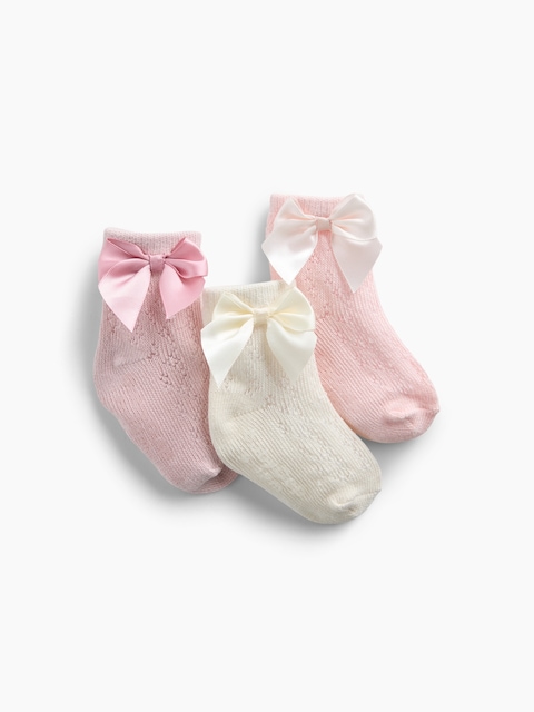 Baby Bow Pointelle Sweater Socks (3-Pack)