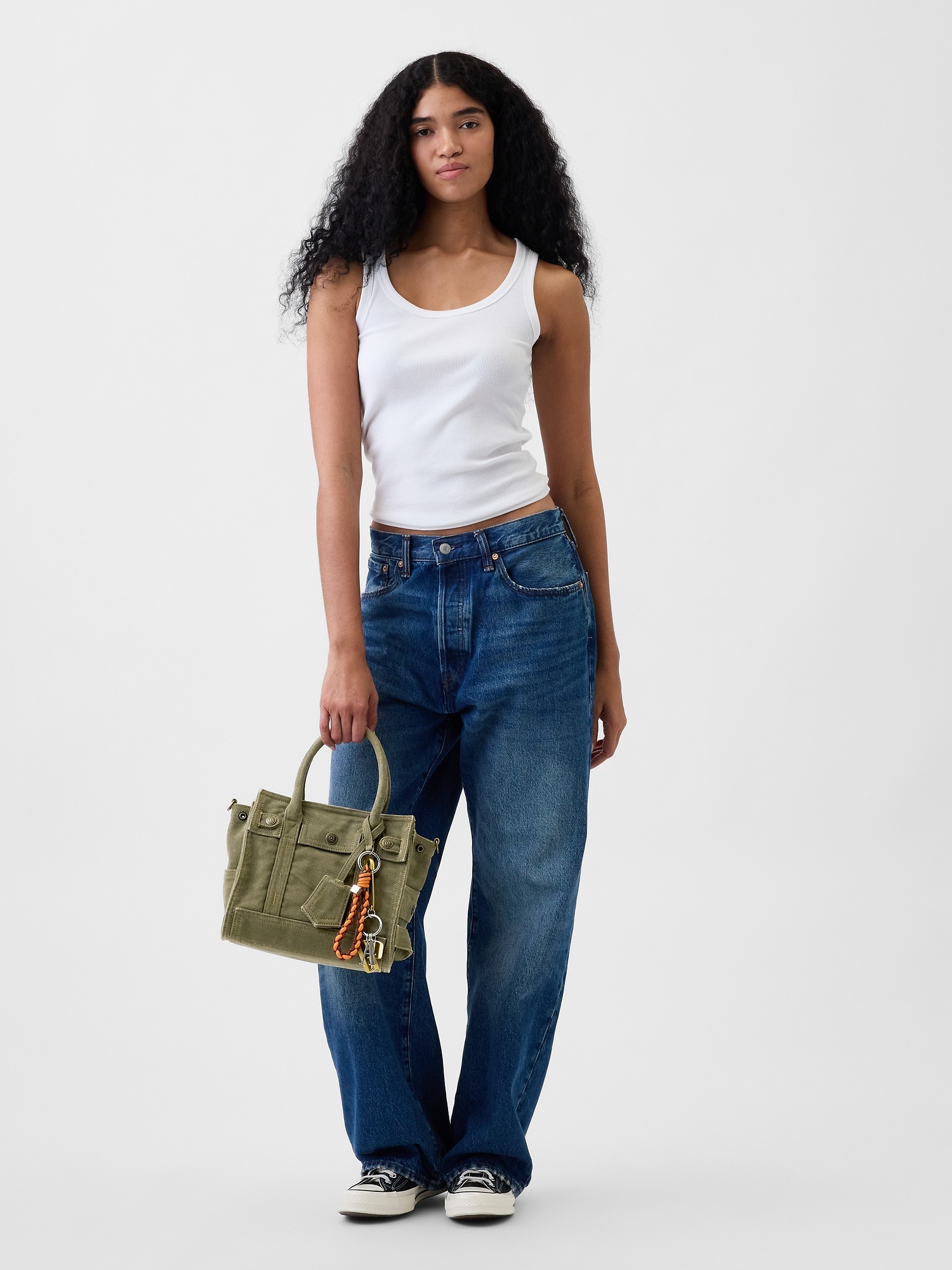 Женская сумка Gap Small Canvas Five Pocket Tote, цвет: Оливковый зелёный — фото 2