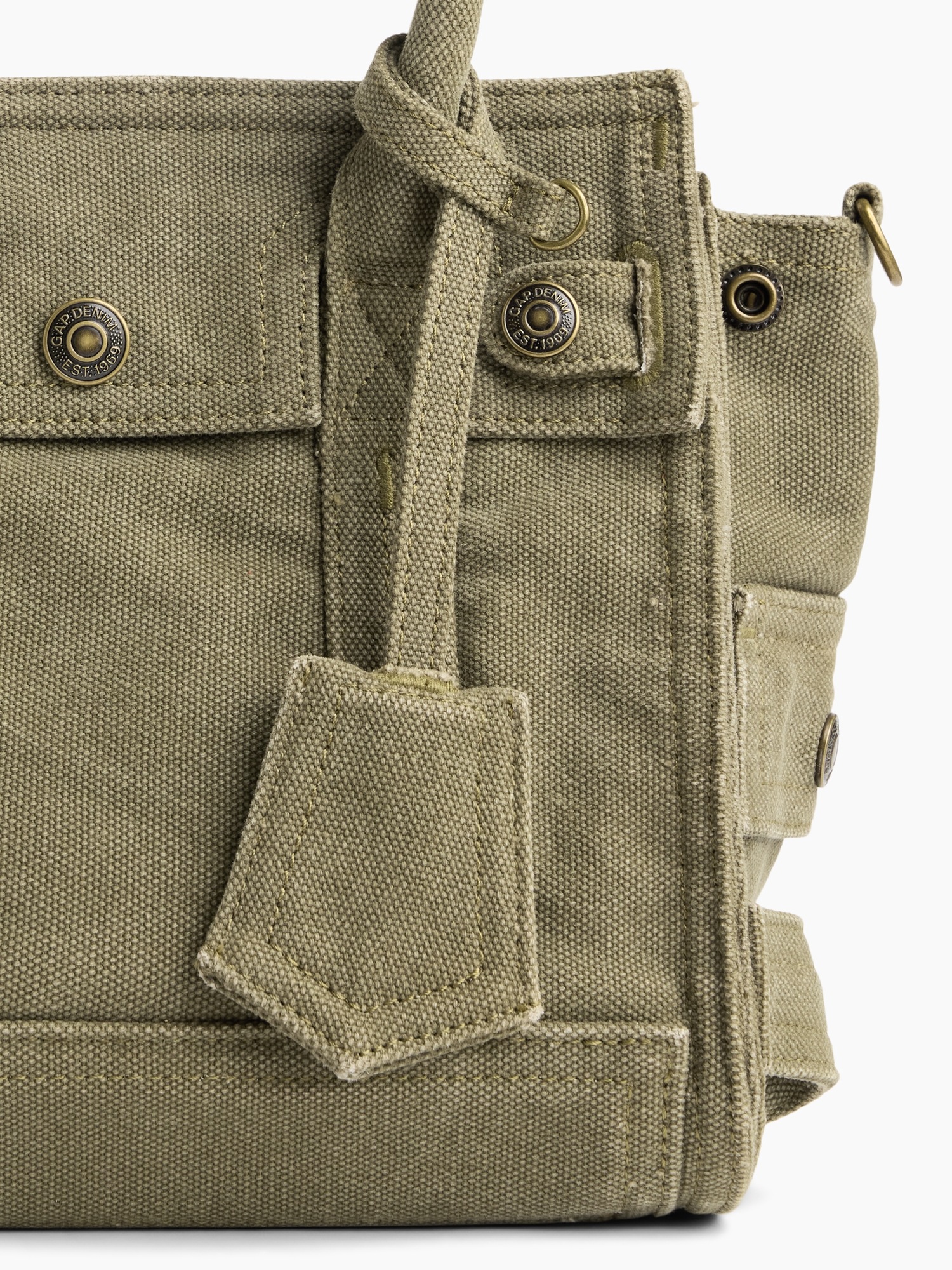 Женская сумка Gap Small Canvas Five Pocket Tote, цвет: Оливковый зелёный — фото 5