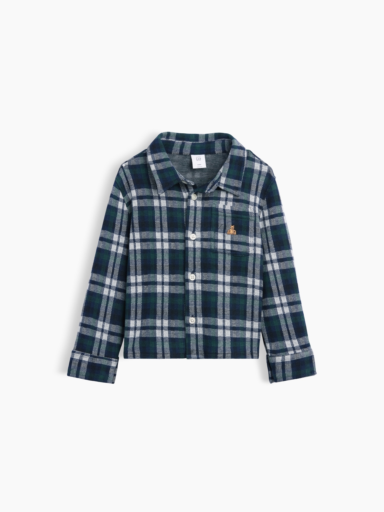 Рубашка Gap Knit Jersey Plaid Shirt для малышей, цвет: Слоновая кость клетчатый — фото 2