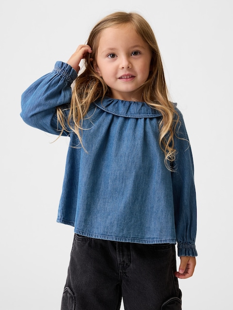 Baby & Toddler Ruffle Collar Denim Top