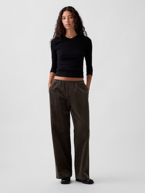 Corduroy Easy Wide-Leg Pants