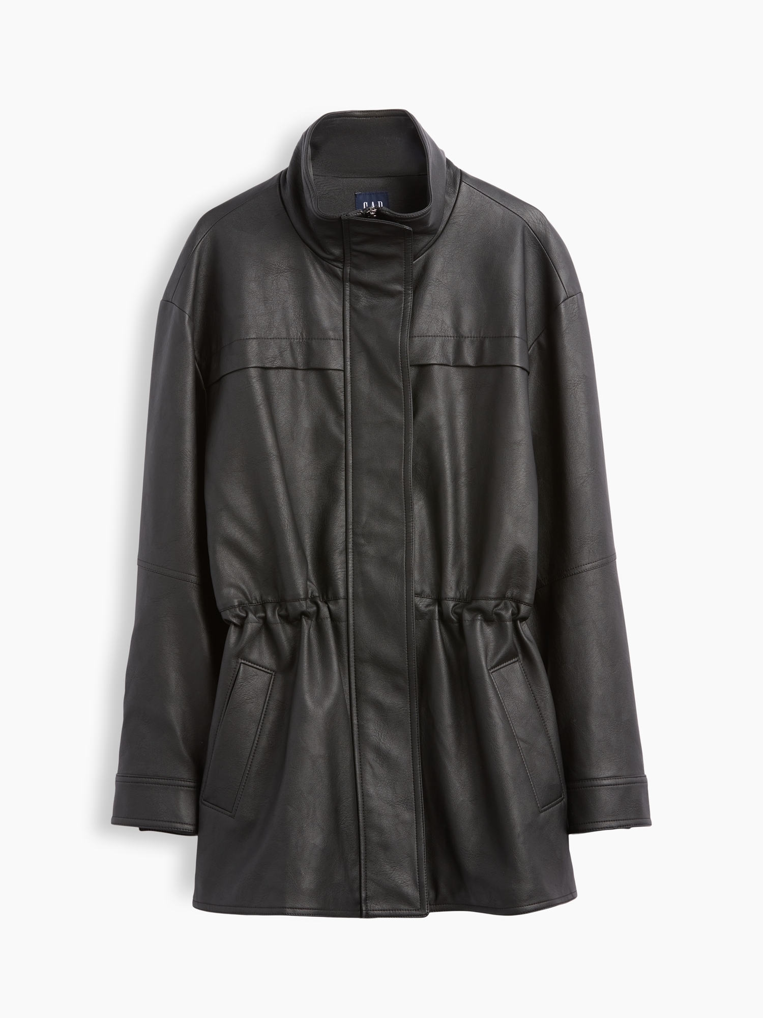 Женская куртка Gap Cinched Vegan Leather, цвет: Чёрный — фото 5
