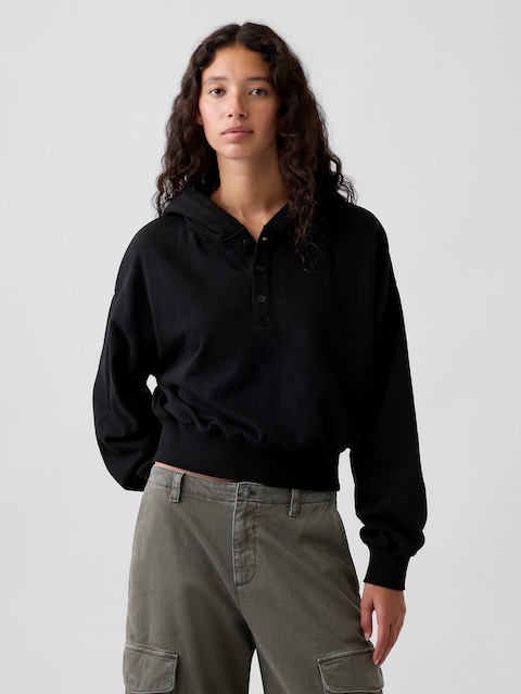 VintageSoft Oversized Henley Hoodie
