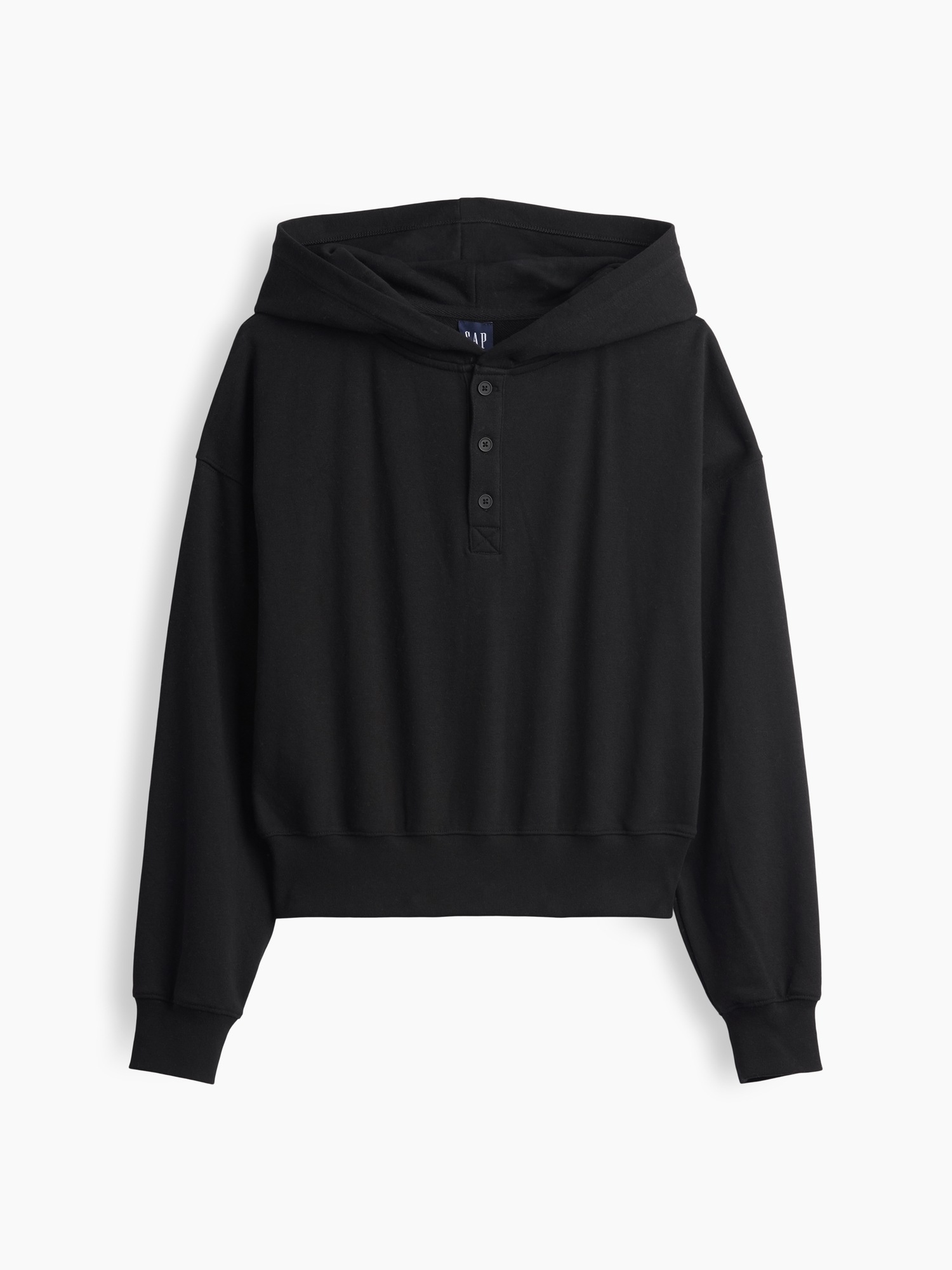 Женское худи Gap VintageSoft Oversized Henley, цвет: Чёрный — фото 7