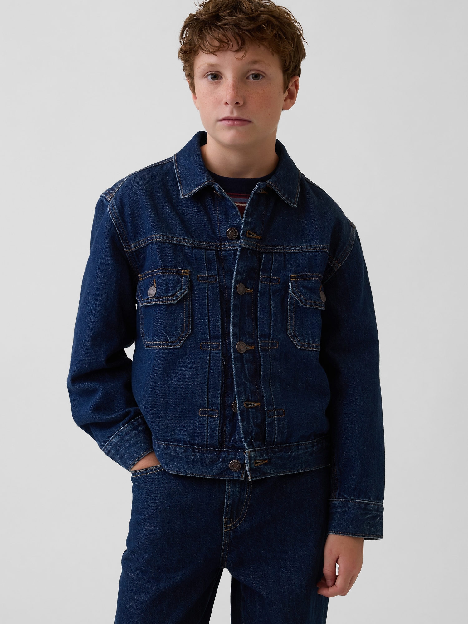 Детская куртка Gap Icon Denim Jacket, цвет: Тёмная варка