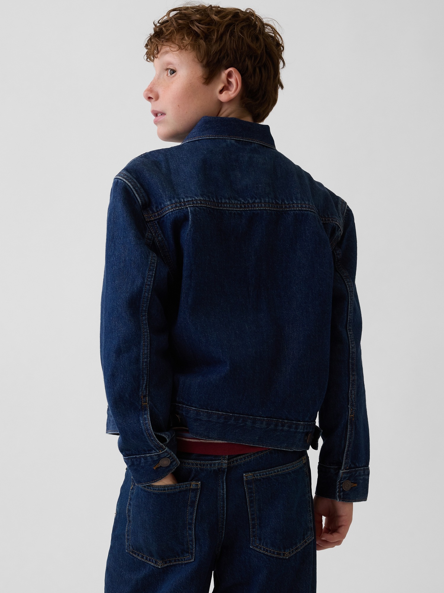 Детская куртка Gap Icon Denim Jacket, цвет: Тёмная варка — фото 3