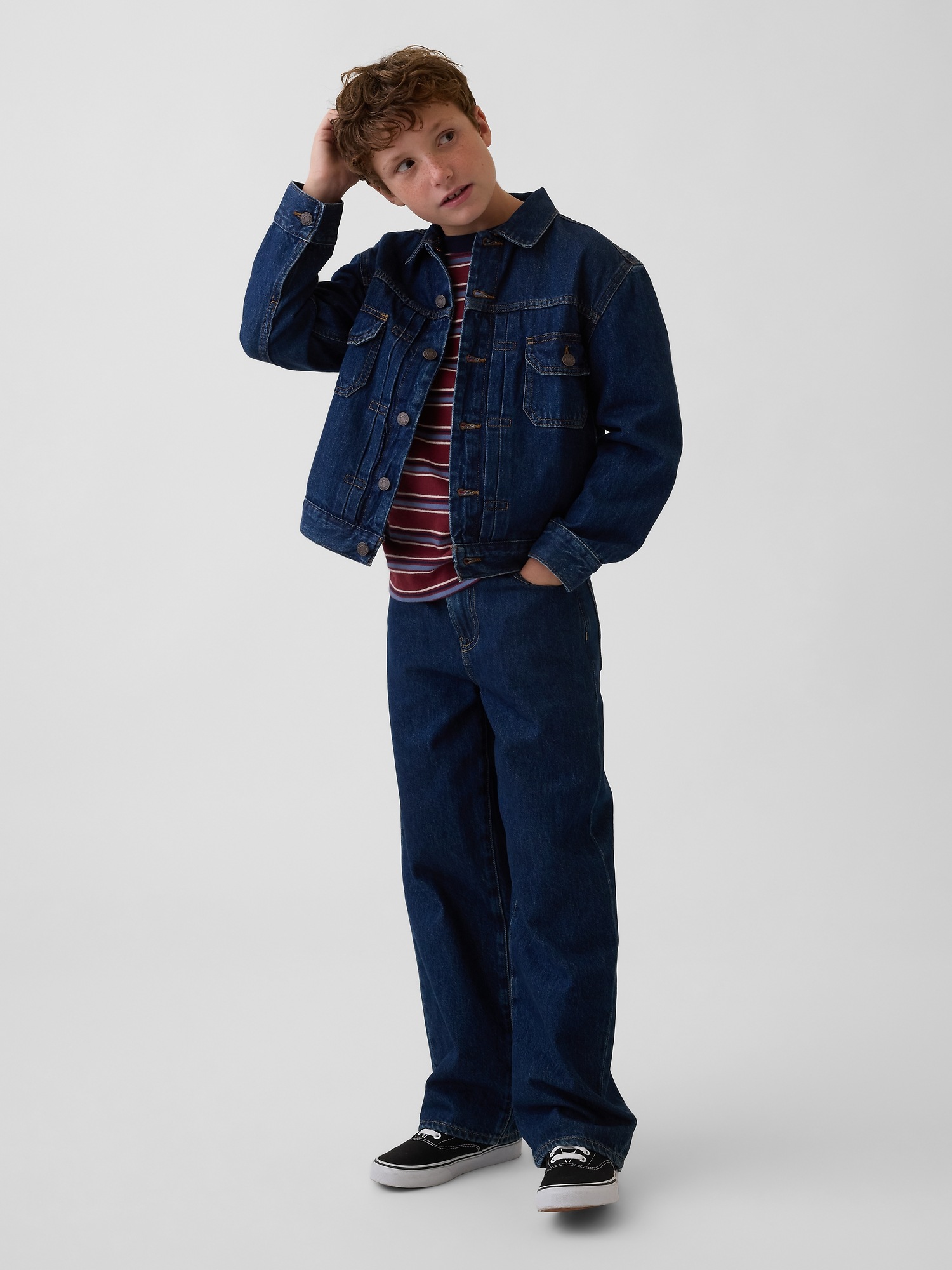 Детская куртка Gap Icon Denim Jacket, цвет: Тёмная варка — фото 4