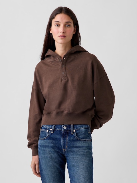 VintageSoft Oversized Henley Hoodie
