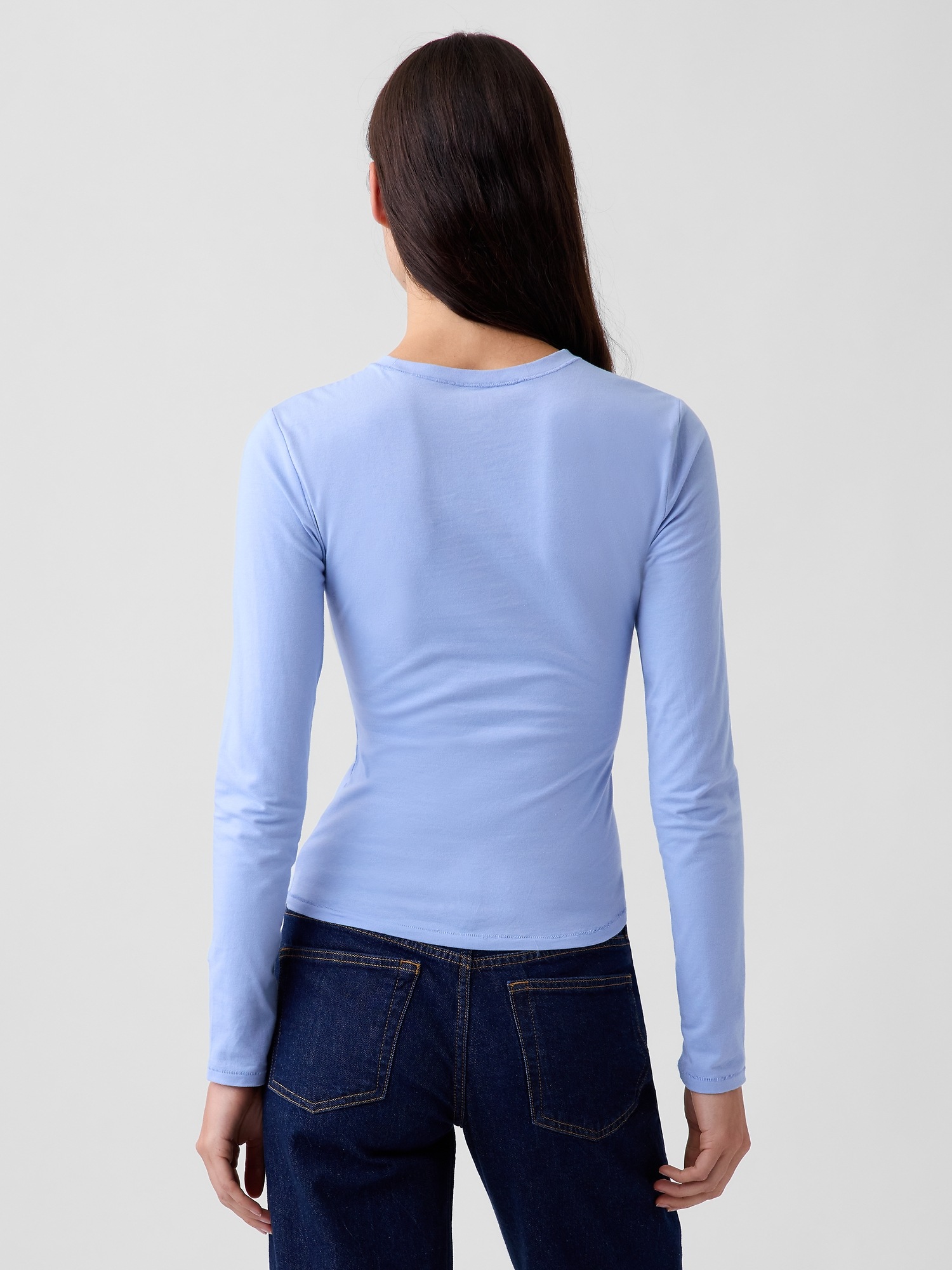 Женская футболка Gap CloseKnit Jersey T-Shirt, цвет: Синий, вариант 1 — фото 3
