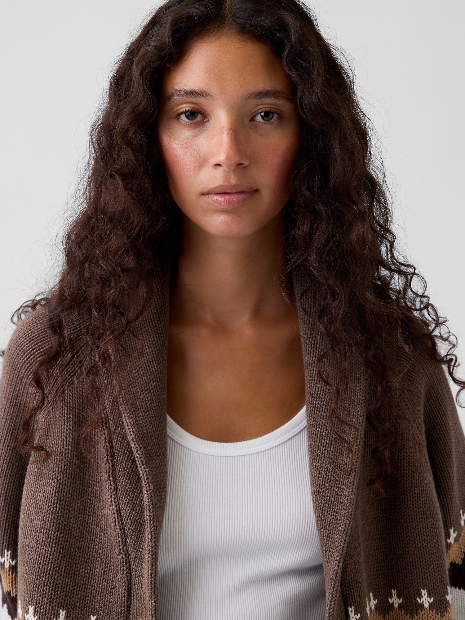 Женский кардиган Gap 100% Cotton Shawl Cardigan, цвет: Коричневый — фото 4