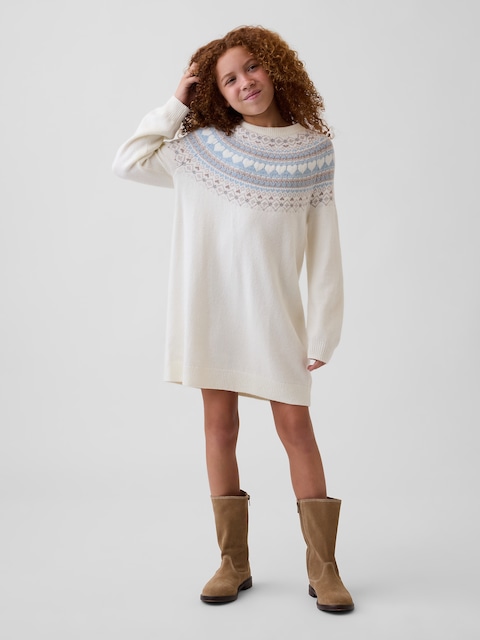 Kids CashSoft Oversized Fair Isle Sweater Dress
