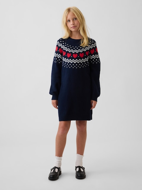 Kids CashSoft Oversized Fair Isle Sweater Dress