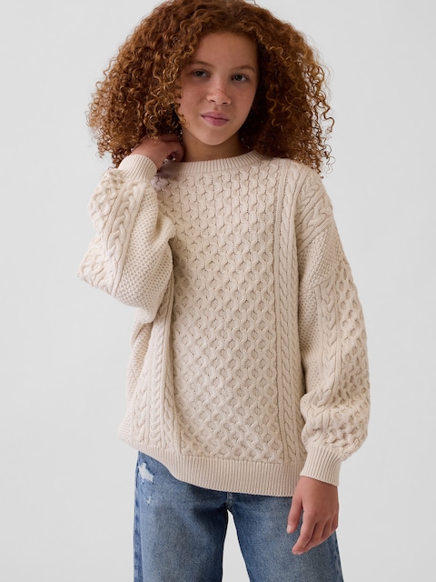 Kids 100% Cotton Oversized Cable-Knit Sweater