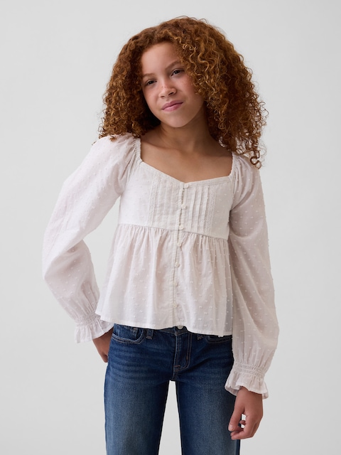 Kids Puff-Sleeve Empire-Waist Top