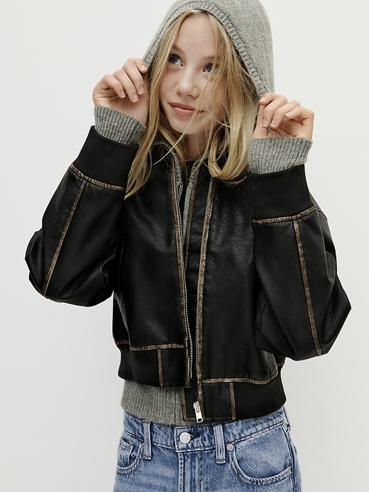 Kids Vegan Leather Bomber Jacket | Gap