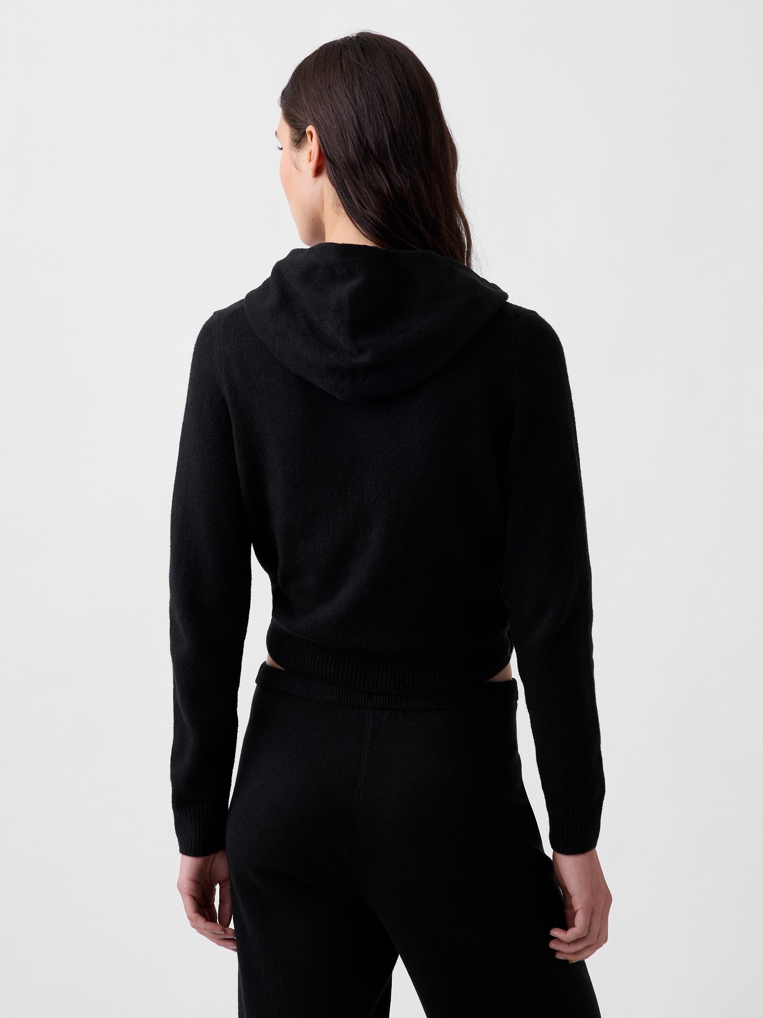 Женское худи Gap CashSoft Zip, цвет: Чёрный — фото 3