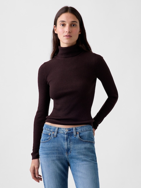Lightweight CashSoft Rib Turtleneck Sweater