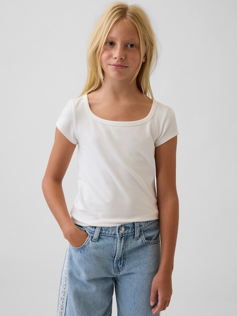 Kids CloseKnit Jersey Square-Neck T-Shirt