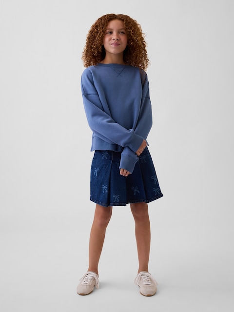 Kids Pleated Denim Mini Skirt
