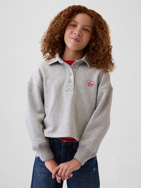 Kids Oversized Boxy Polo Sweatshirt