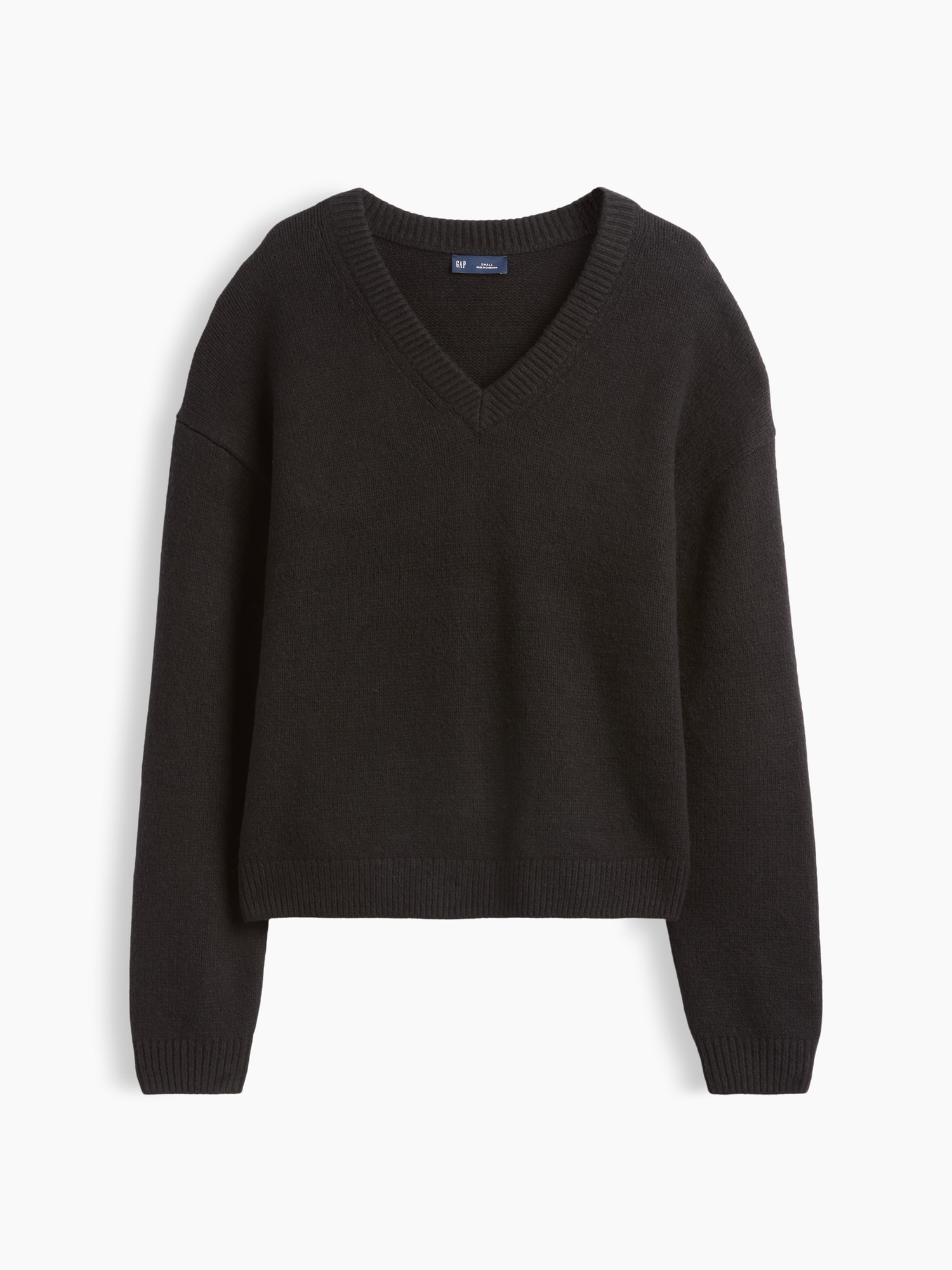 Женский свитер Gap CashSoft Oversized V-Neck, цвет: Чёрный — фото 6