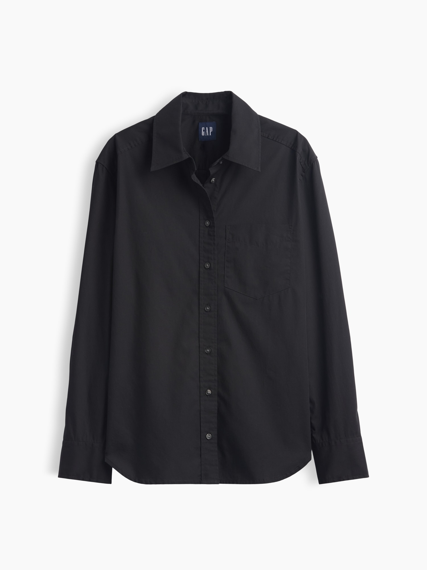 Женская рубашка Gap Organic Cotton Poplin Classic, цвет: Чёрный — фото 5