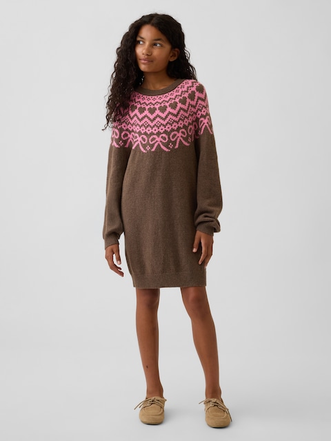 Kids CashSoft Oversized Fair Isle Sweater Dress