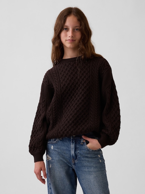 Kids 100% Cotton Oversized Cable-Knit Sweater