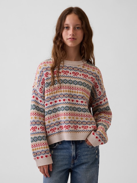 Kids 100% Cotton Oversized Crew Sweater