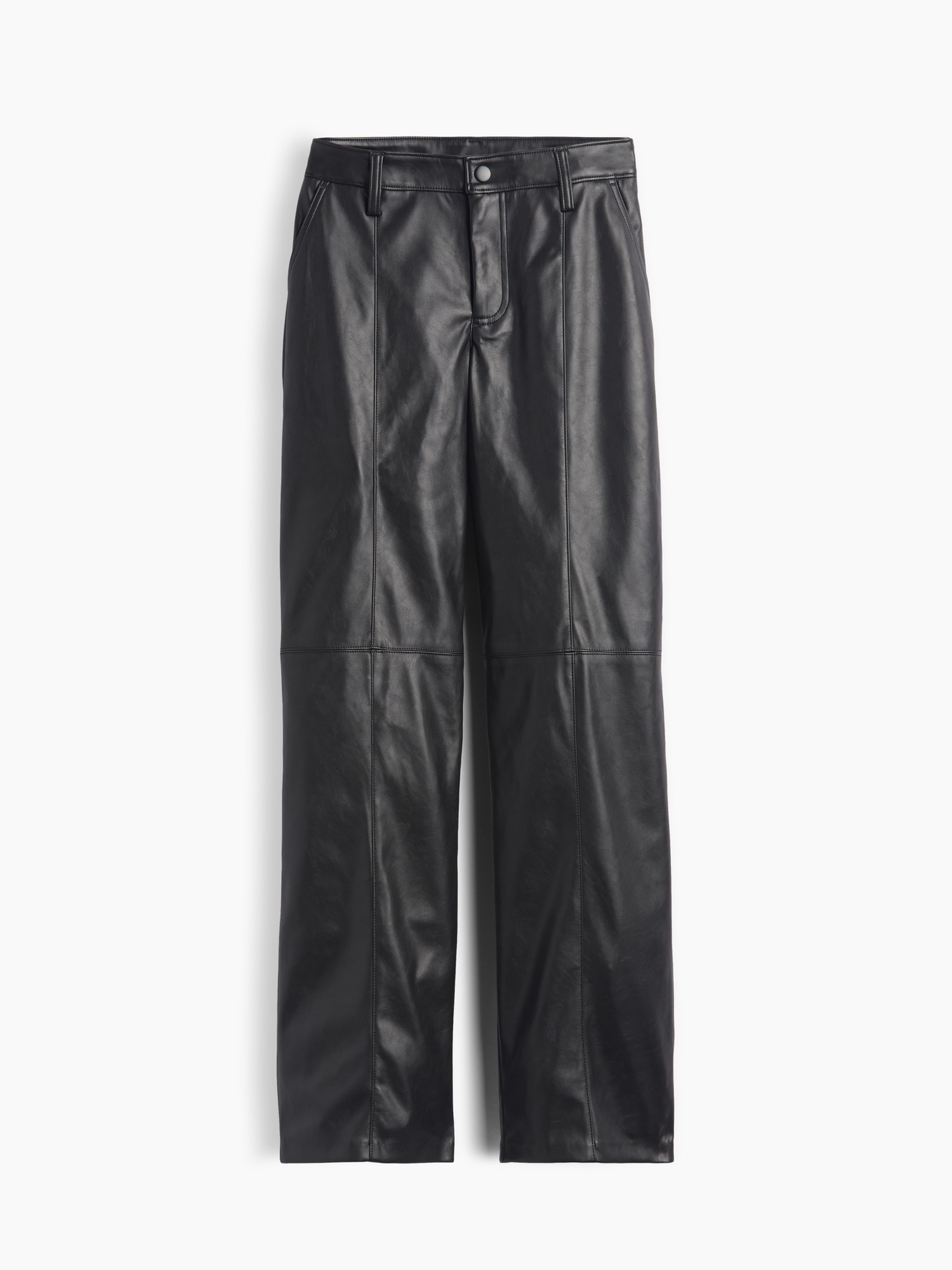 Женские брюки Gap Mid Rise Recycled Vegan Leather Relaxed Straight, цвет: Чёрный — фото 6