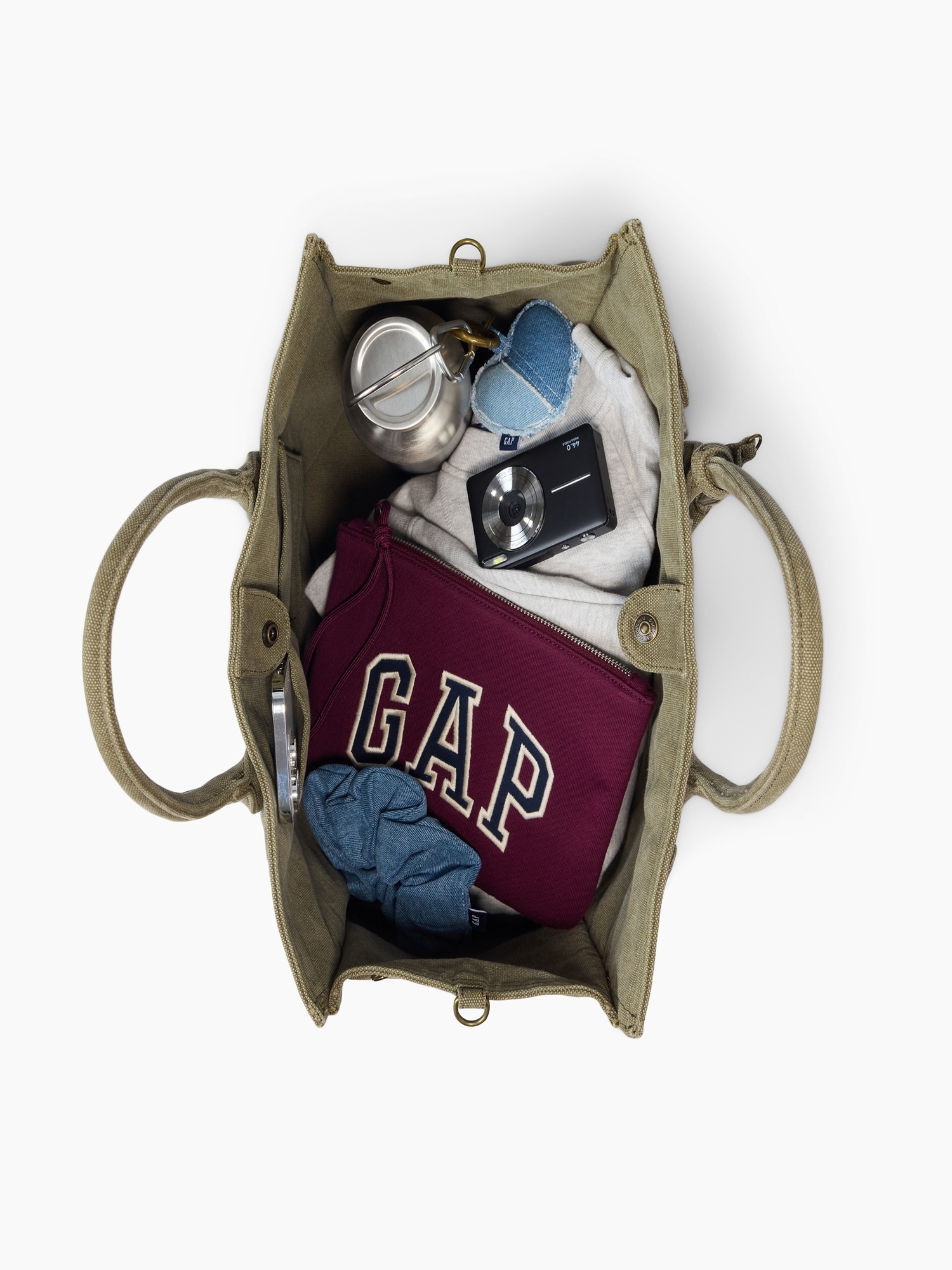 Мужская сумка Gap Large Canvas Five Pocket Tote, цвет: Оливковый зелёный — фото 8
