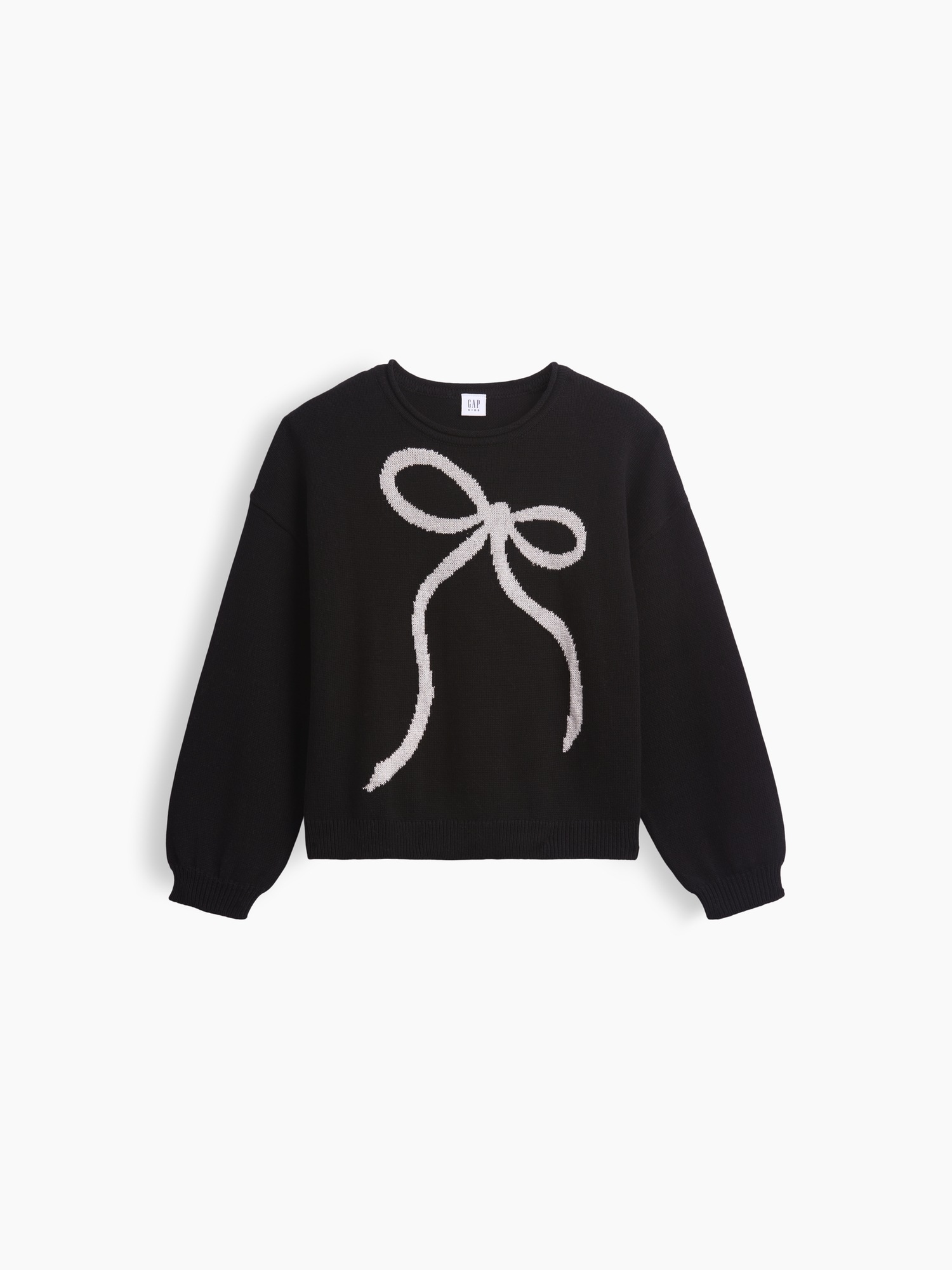 Детский свитер Gap 100% Cotton Oversized Rollneck, цвет: Чёрный белый — фото 2