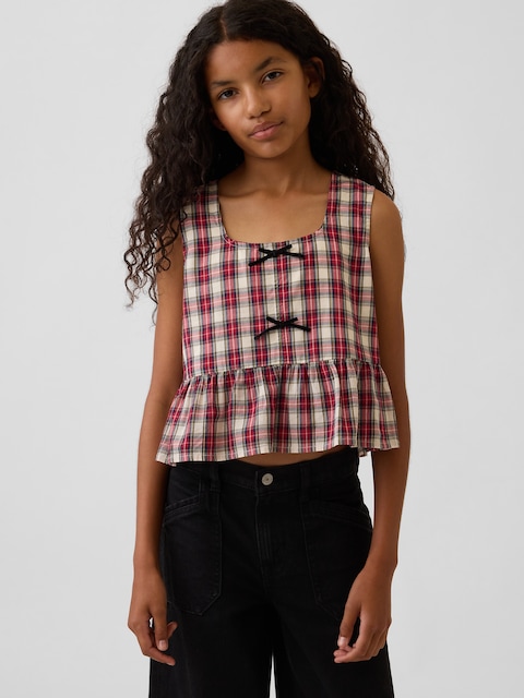 Kids Bow-Front Peplum Top