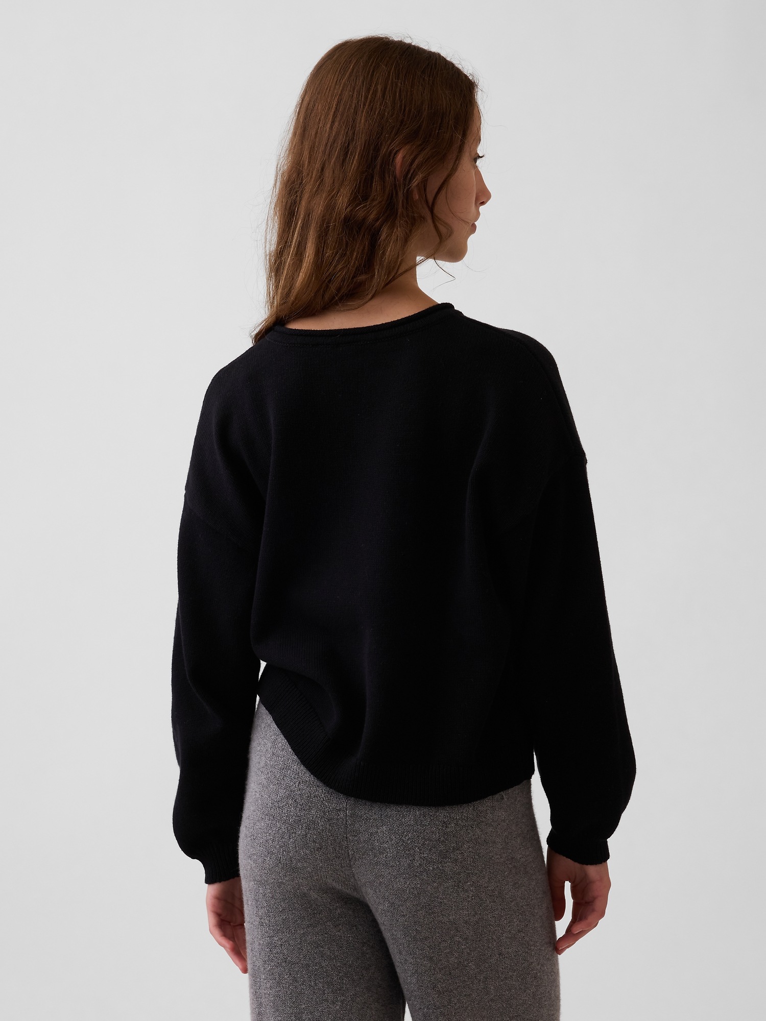 Детский свитер Gap 100% Cotton Oversized Rollneck, цвет: Чёрный белый — фото 3