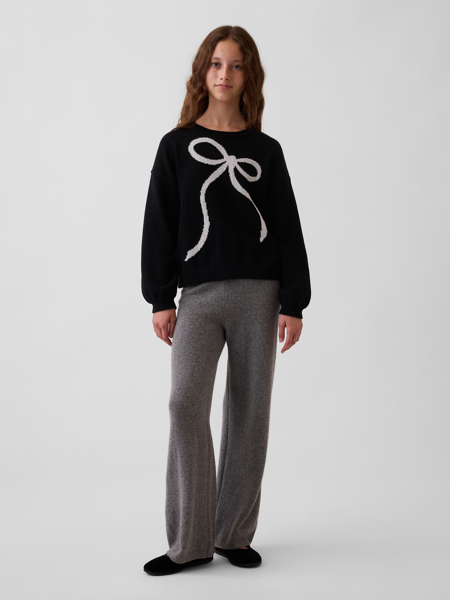 Детский свитер Gap 100% Cotton Oversized Rollneck, цвет: Чёрный белый — фото 4