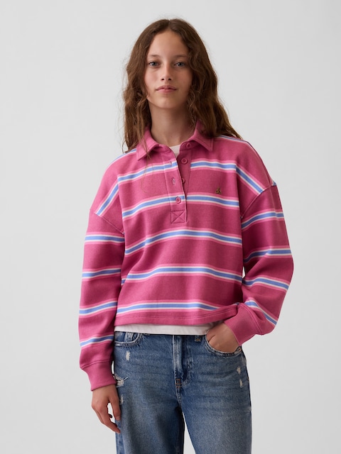 Kids Oversized Boxy Polo Sweatshirt