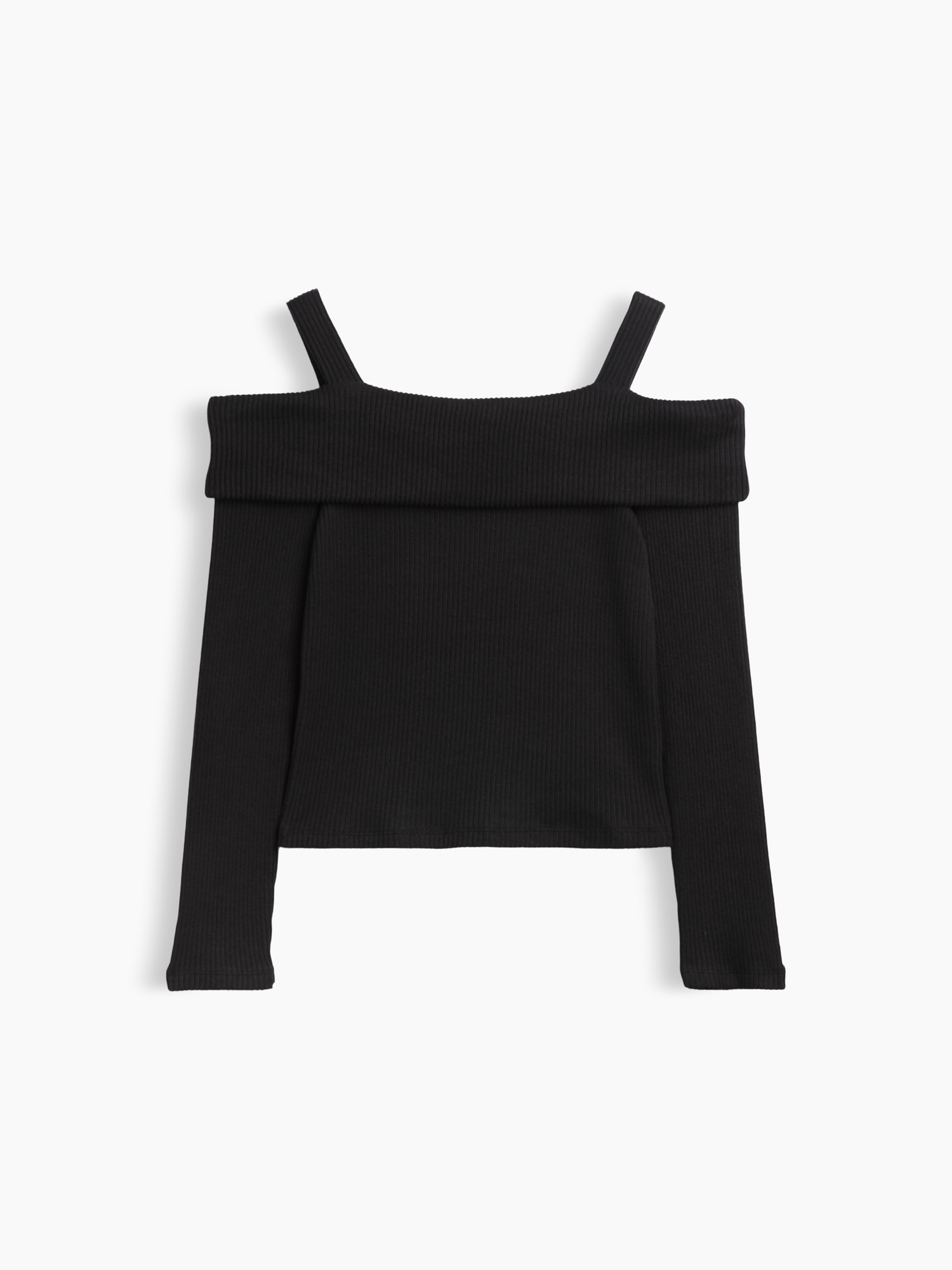 Детский свитер Gap Off-Shoulder Rib Sweater Top, цвет: Чёрный — фото 2